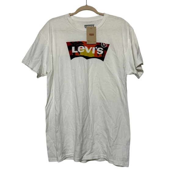 Levi’s NWT White Tropical Logo Graphic‎ Tee Mens Size Large - Picture 1 of 7
